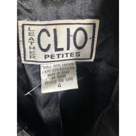 Clio Petites Black 100% Leather Jacket Coat Petite Size 4 - Picture 2 of 11